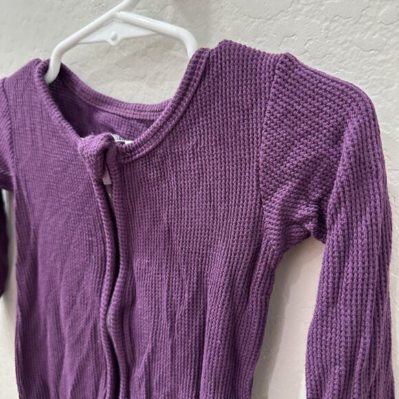 Posh Peanut Purple Waffle Footie Zipper Pajamas - Picture 2 of 8